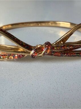 kate spade ♠️ Glitter Rainbow 🌈 Skinny Bow Bangle Bracelet, Locking Clasp